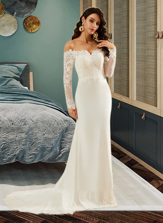 Reese Trumpet/Mermaid Off-the-Shoulder Court Train Wedding Dress With Lace DTP0013680