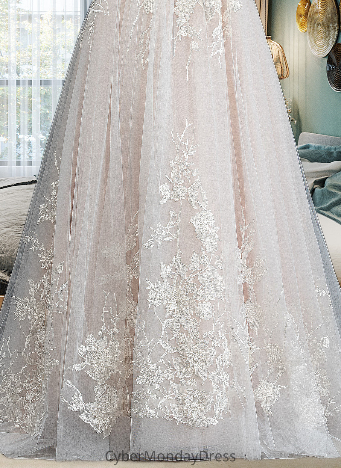 Cara Ball-Gown/Princess Sweetheart Sweep Train Tulle Wedding Dress DTP0013685