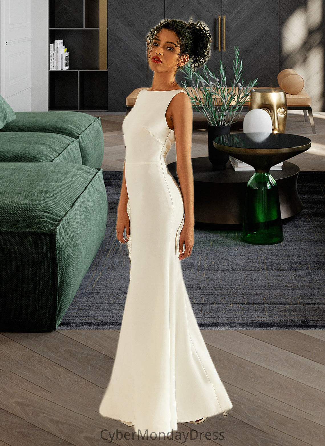 Ally Trumpet/Mermaid Scoop Neck Floor-Length Wedding Dress DTP0013727