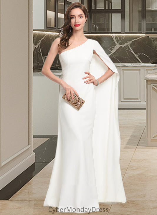 Alondra Sheath/Column One-Shoulder Floor-Length Stretch Crepe Wedding Dress DTP0013801