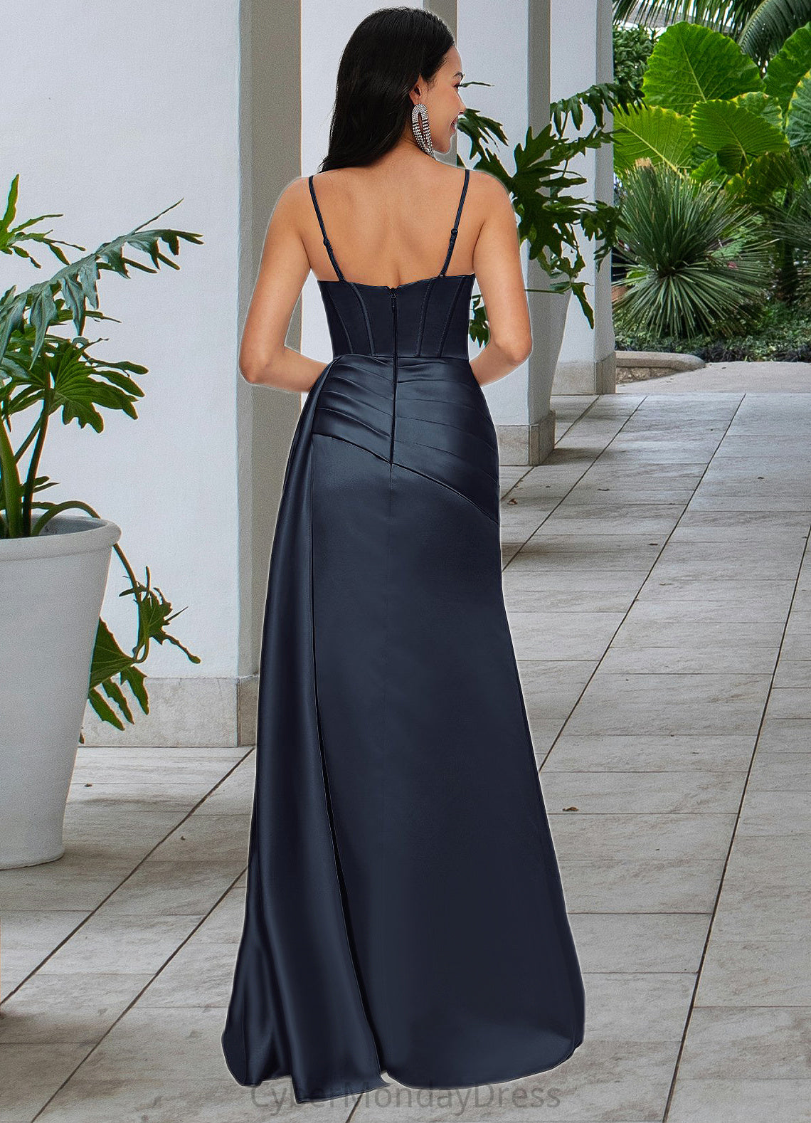 Myla Sheath/Column Scoop Floor-Length Satin Prom Dresses DTP0022196