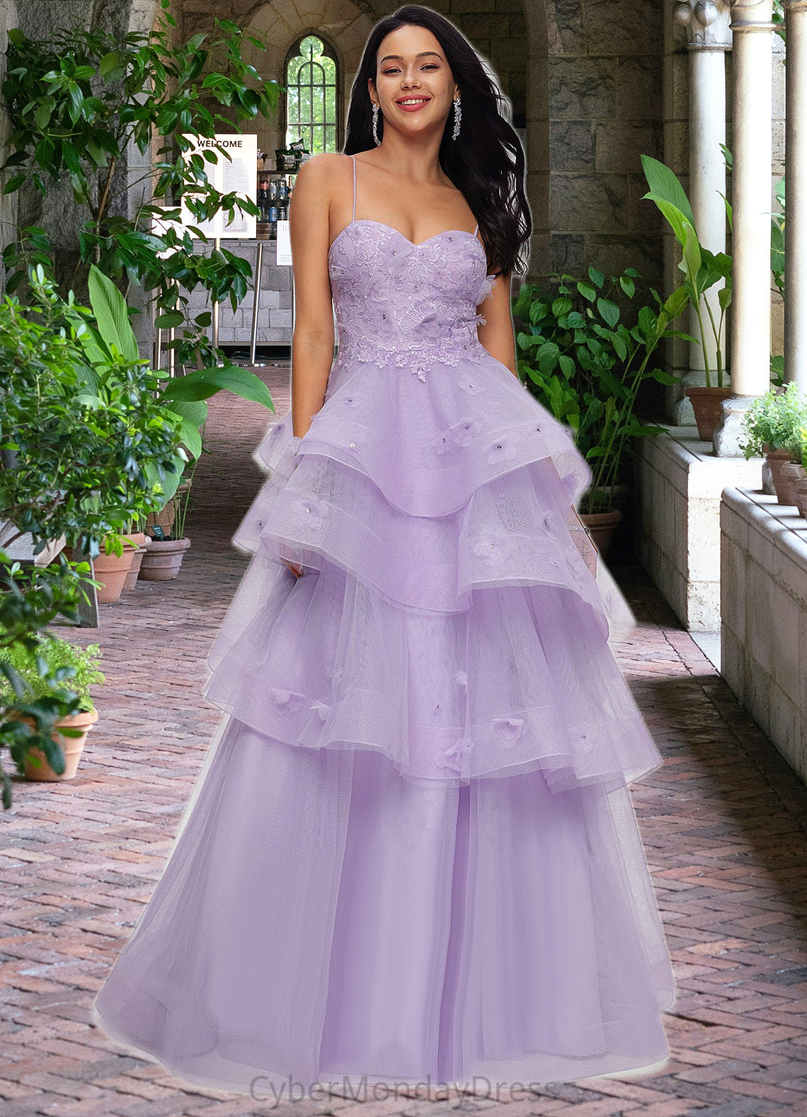 Adalyn Ball-Gown/Princess Sweetheart Floor-Length Tulle Prom Dresses With Beading Sequins DTP0022204