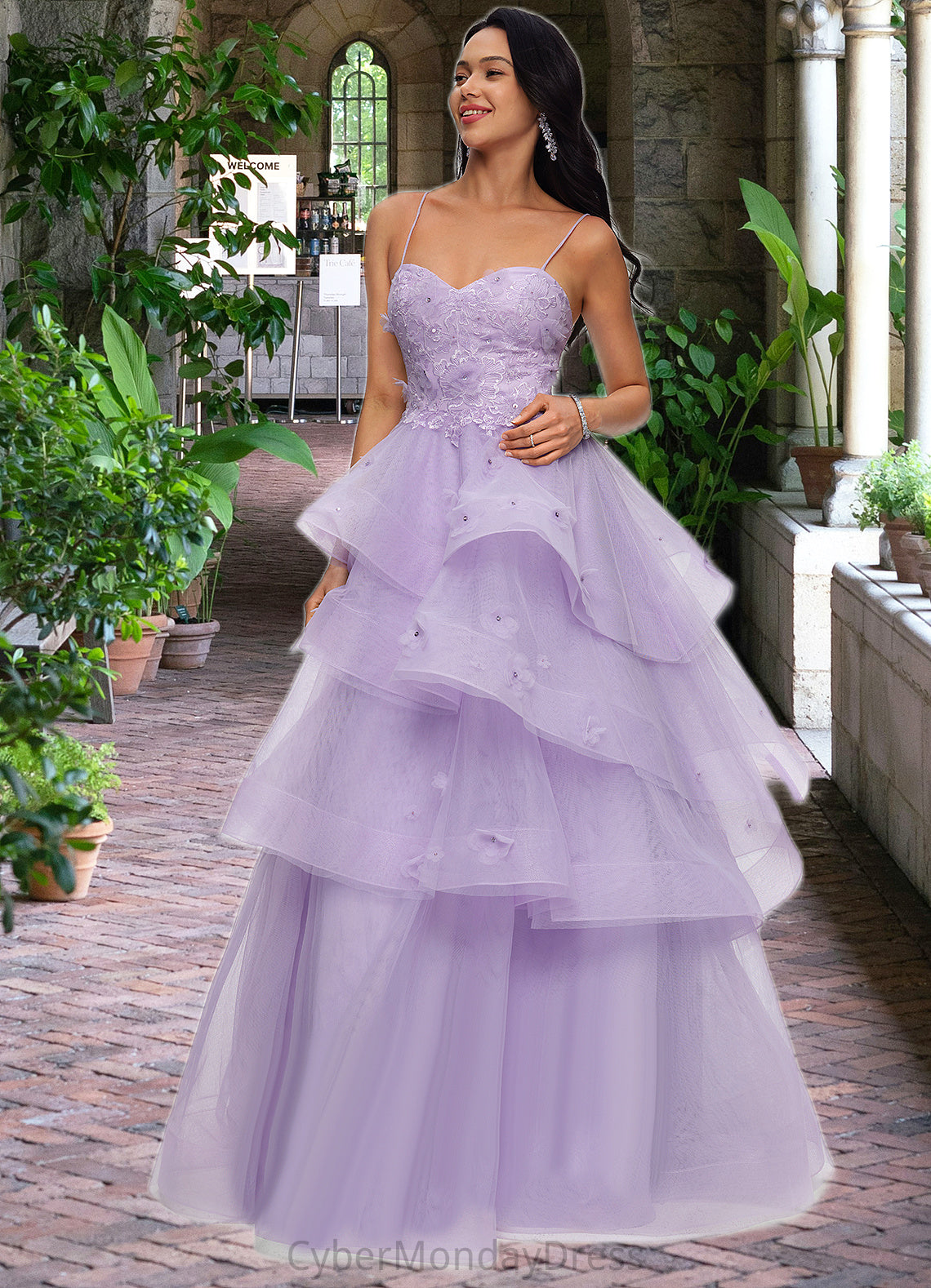 Adalyn Ball-Gown/Princess Sweetheart Floor-Length Tulle Prom Dresses With Beading Sequins DTP0022204