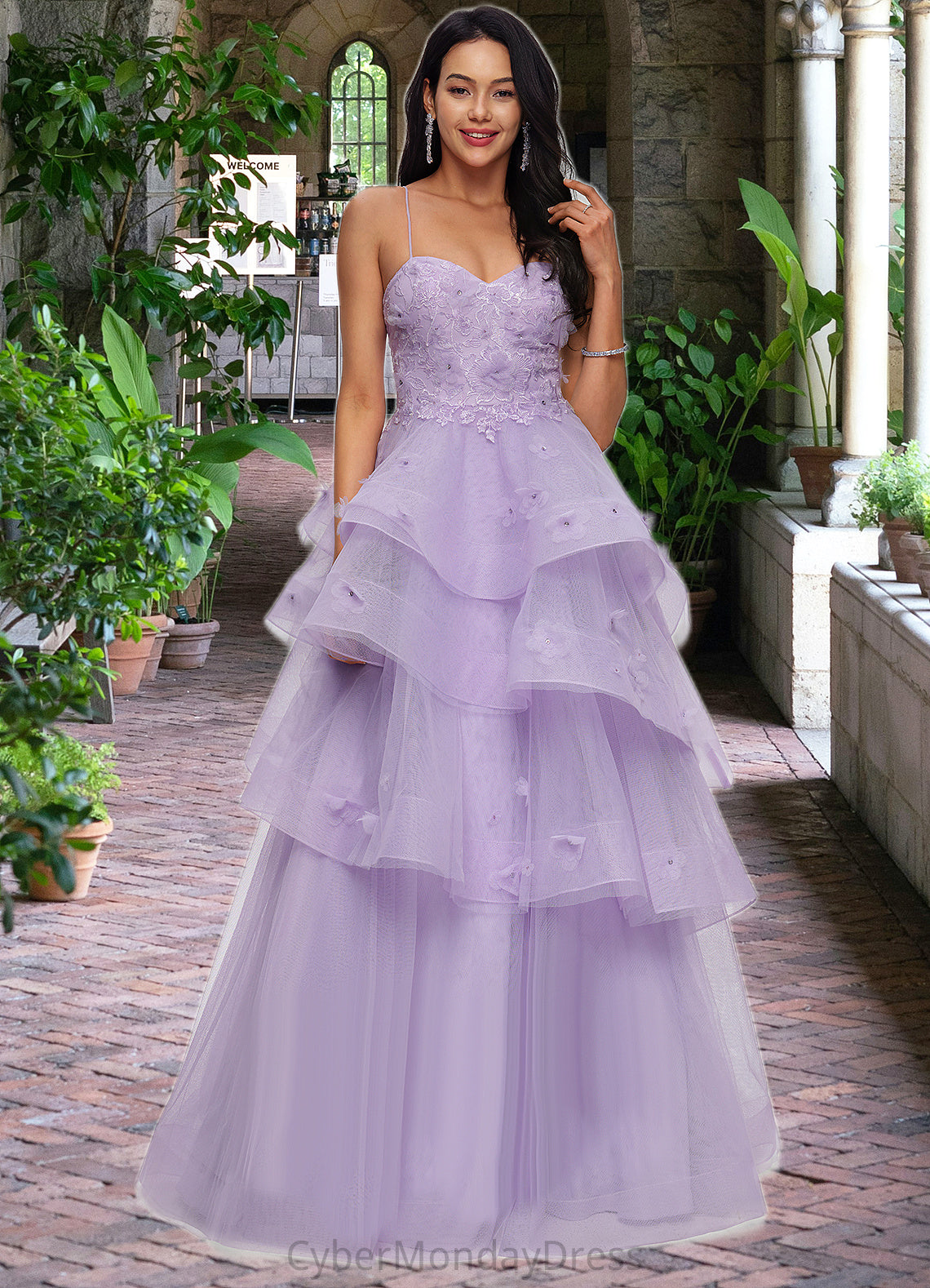 Adalyn Ball-Gown/Princess Sweetheart Floor-Length Tulle Prom Dresses With Beading Sequins DTP0022204