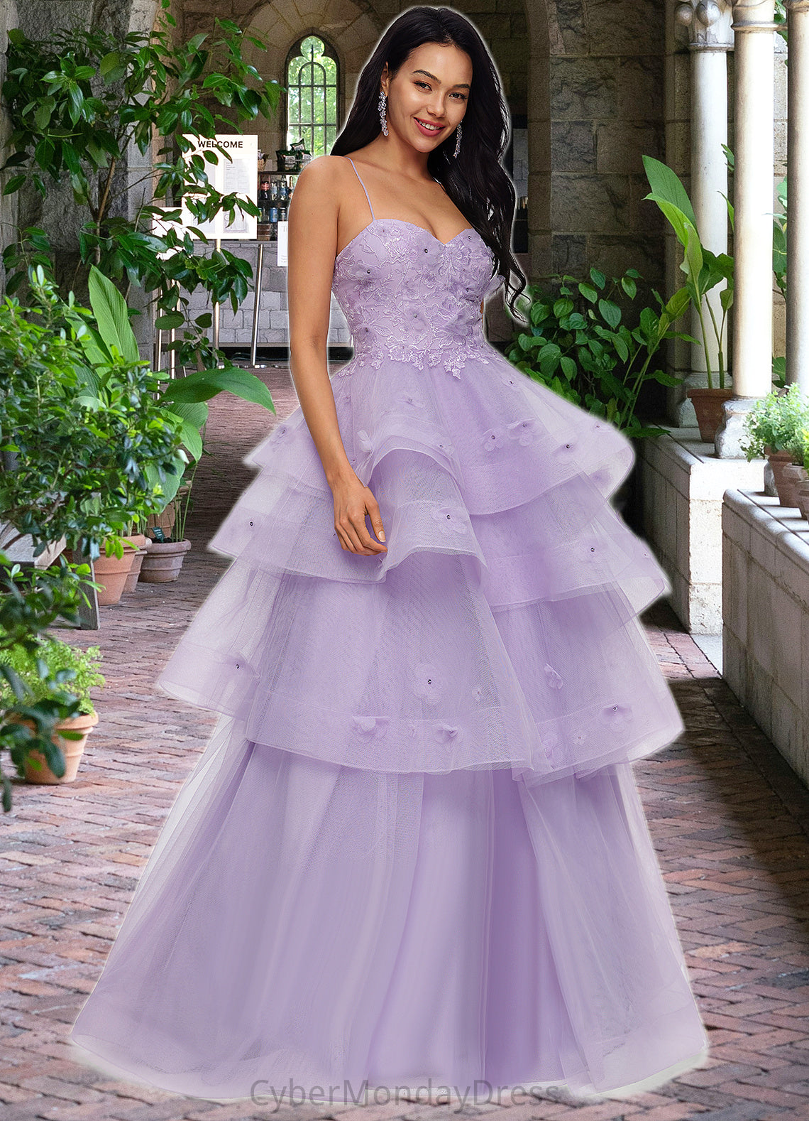 Adalyn Ball-Gown/Princess Sweetheart Floor-Length Tulle Prom Dresses With Beading Sequins DTP0022204