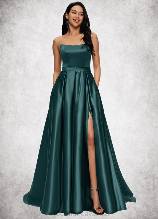 Maribel Ball-Gown/Princess Sweep Train Satin Prom Dresses DTP0022207