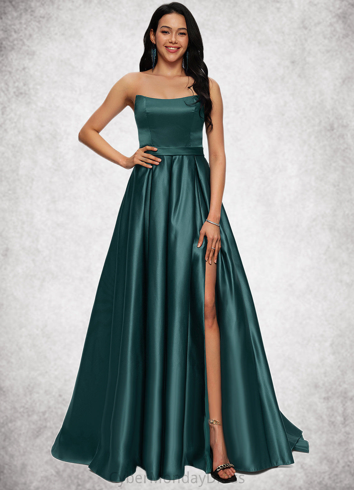 Maribel Ball-Gown/Princess Sweep Train Satin Prom Dresses DTP0022207