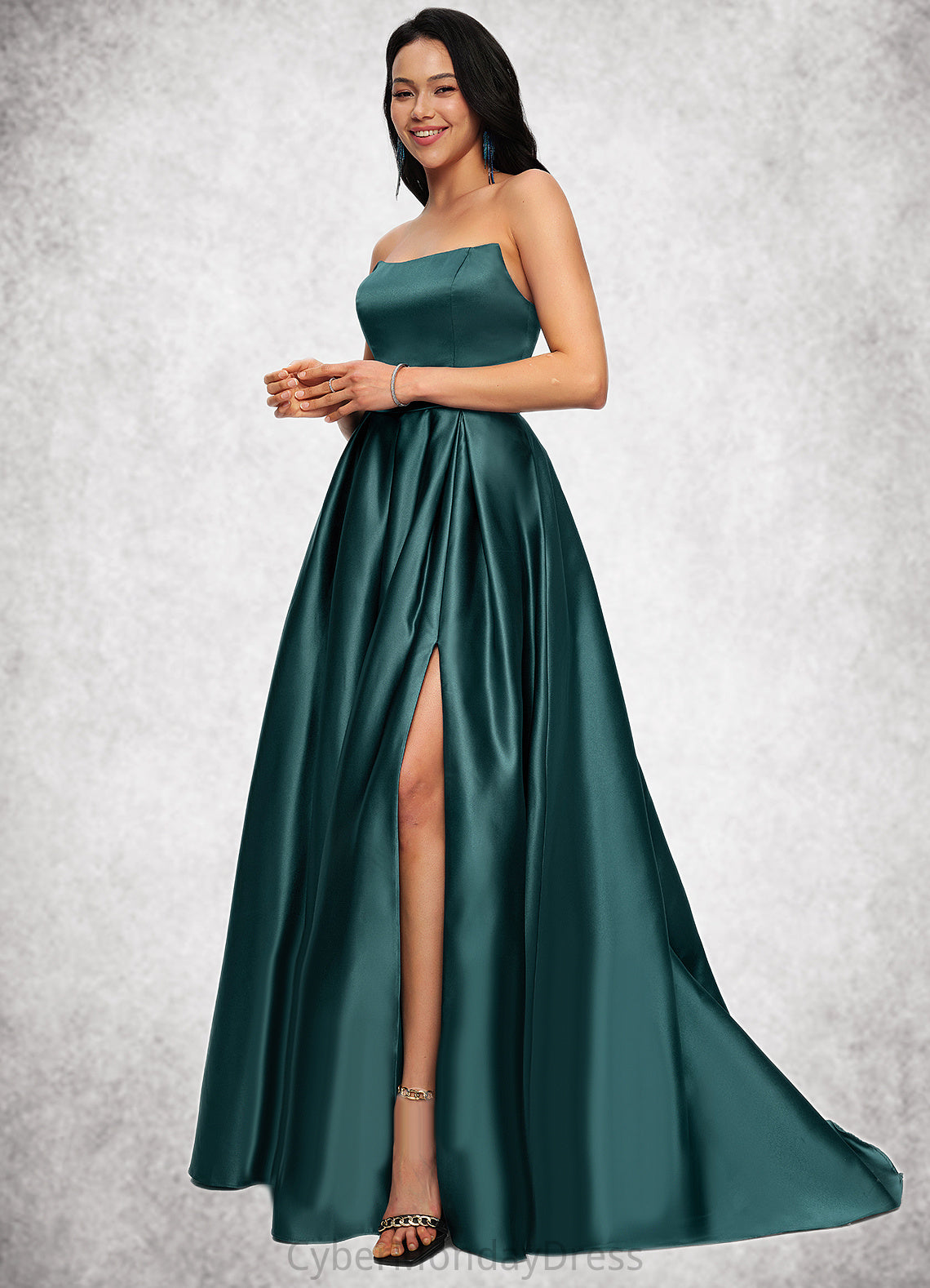 Maribel Ball-Gown/Princess Sweep Train Satin Prom Dresses DTP0022207