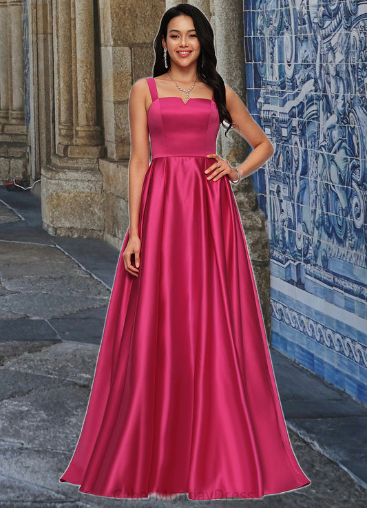 Nevaeh Ball-Gown/Princess V-Neck Sweep Train Satin Prom Dresses DTP0022215