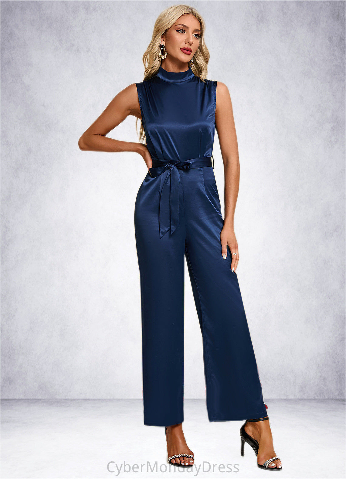 Aleena High Neck Elegant Jumpsuit/Pantsuit Satin Maxi Dresses DTP0022324