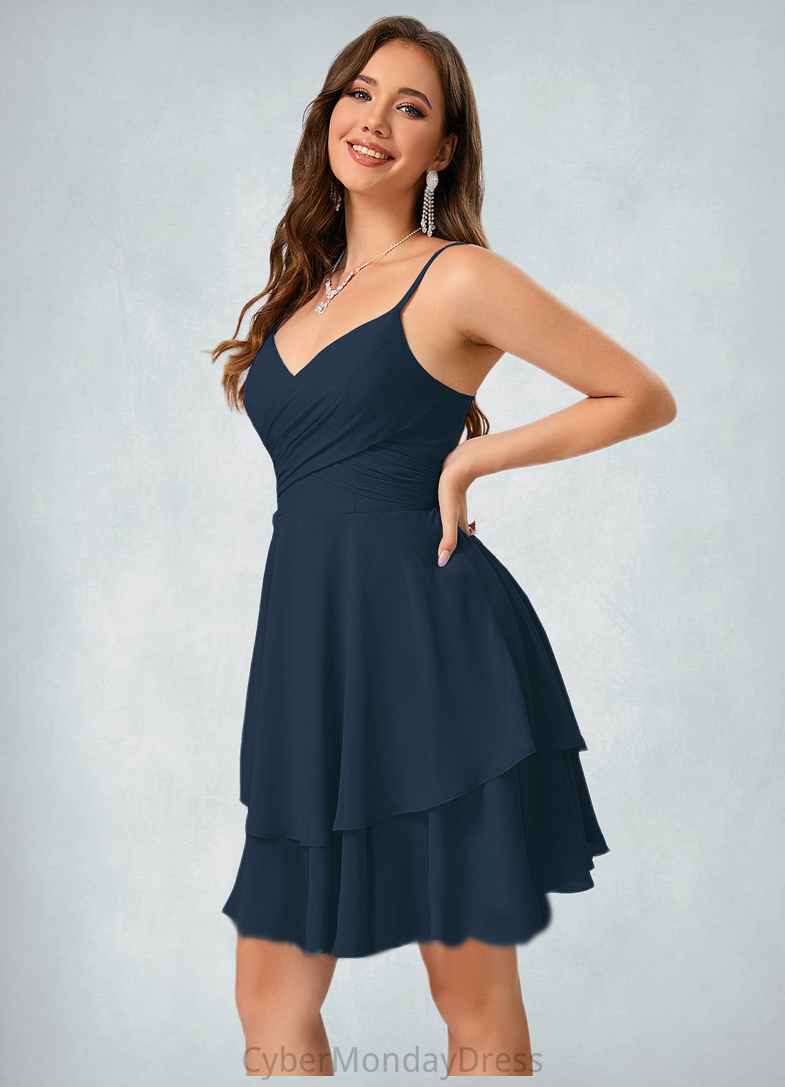 Ashtyn V-Neck A-line Chiffon Dresses DTP0022370