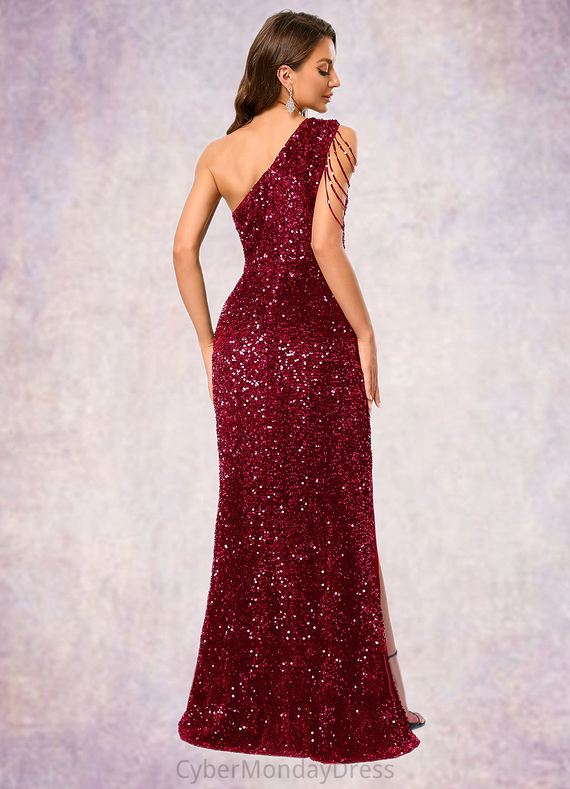 Barbara Sequins One Shoulder Sheath/Column Sequin Dresses DTP0022390