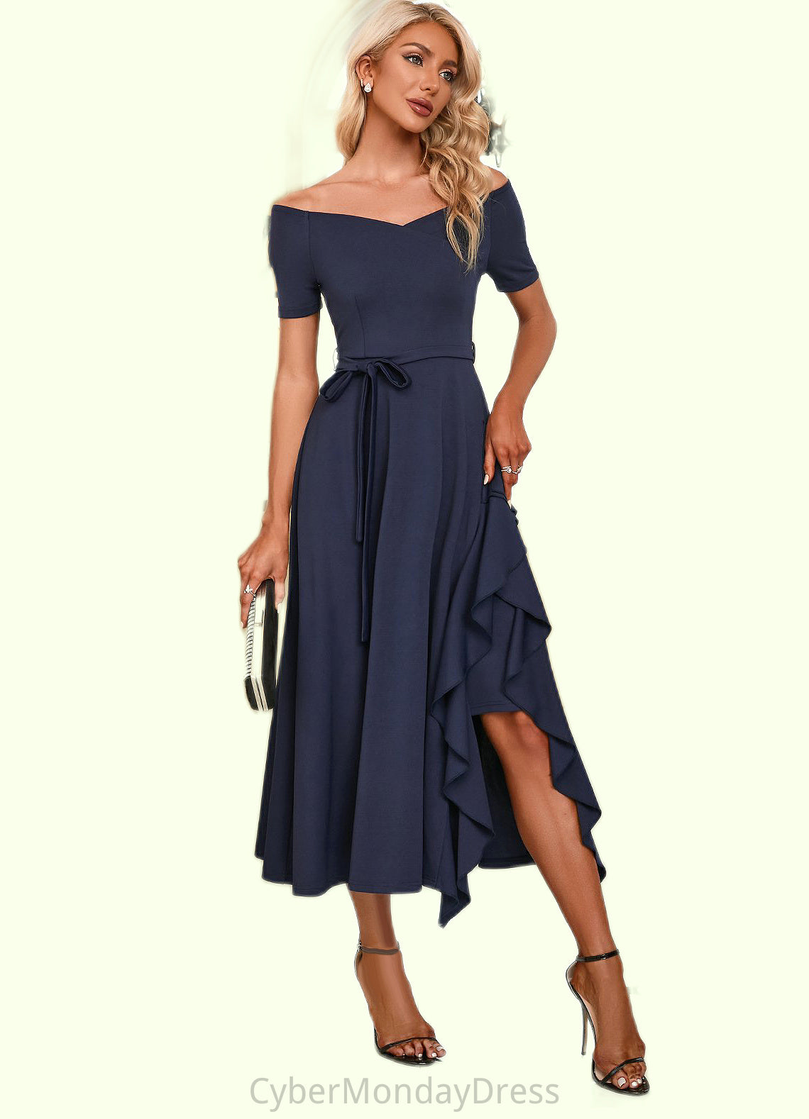 Miracle V-Neck Elegant A-line Cotton Blends Midi Dresses DTP0022561