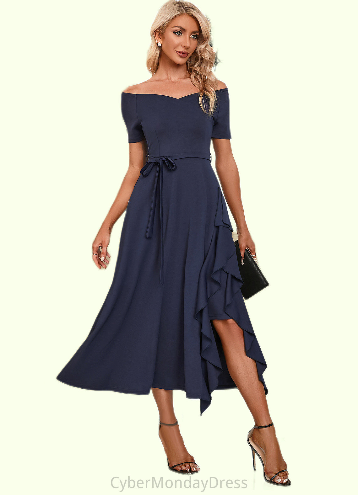 Miracle V-Neck Elegant A-line Cotton Blends Midi Dresses DTP0022561