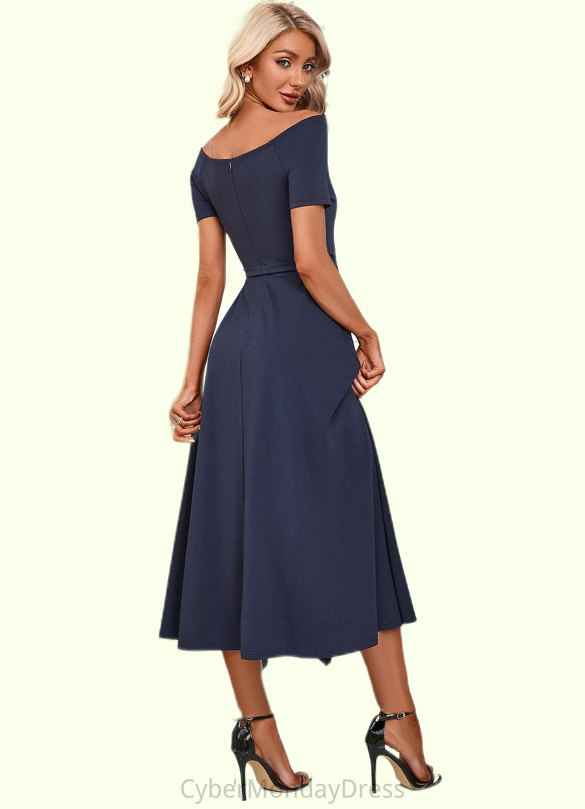 Miracle V-Neck Elegant A-line Cotton Blends Midi Dresses DTP0022561