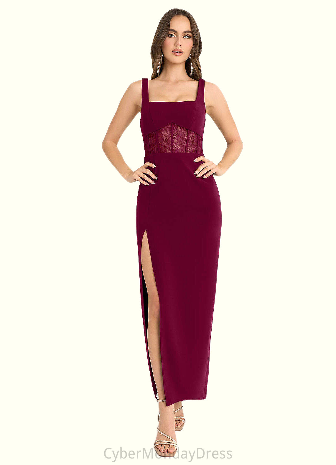 Aracely Lucia Merlot Lace Corset Maxi Dress Atelier Dresses | Azazie DTP0022875