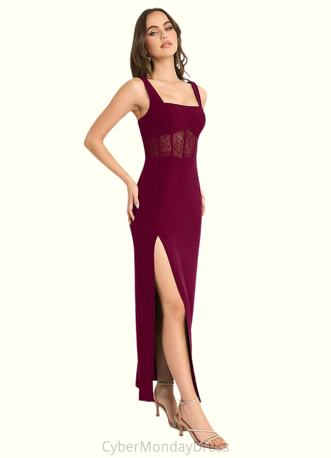 Aracely Lucia Merlot Lace Corset Maxi Dress Atelier Dresses | Azazie DTP0022875