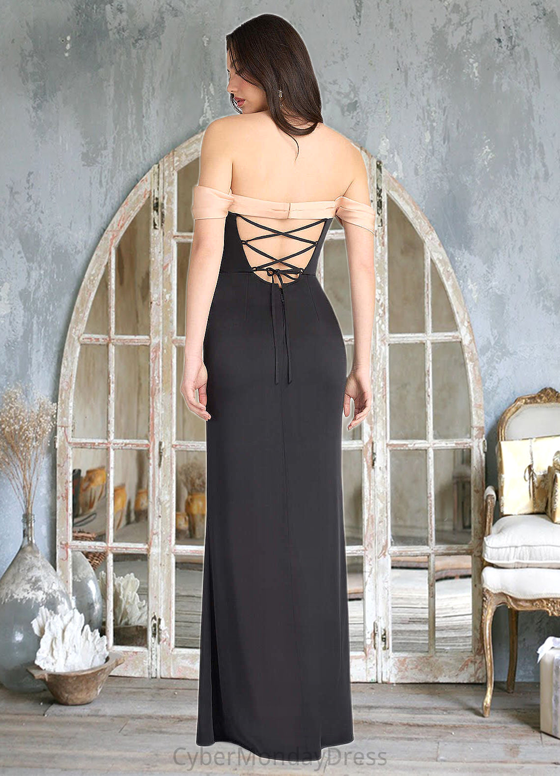 Melany Nicole Black and Blush Pink Contrast Maxi Dress Atelier Dresses | Azazie DTP0022881