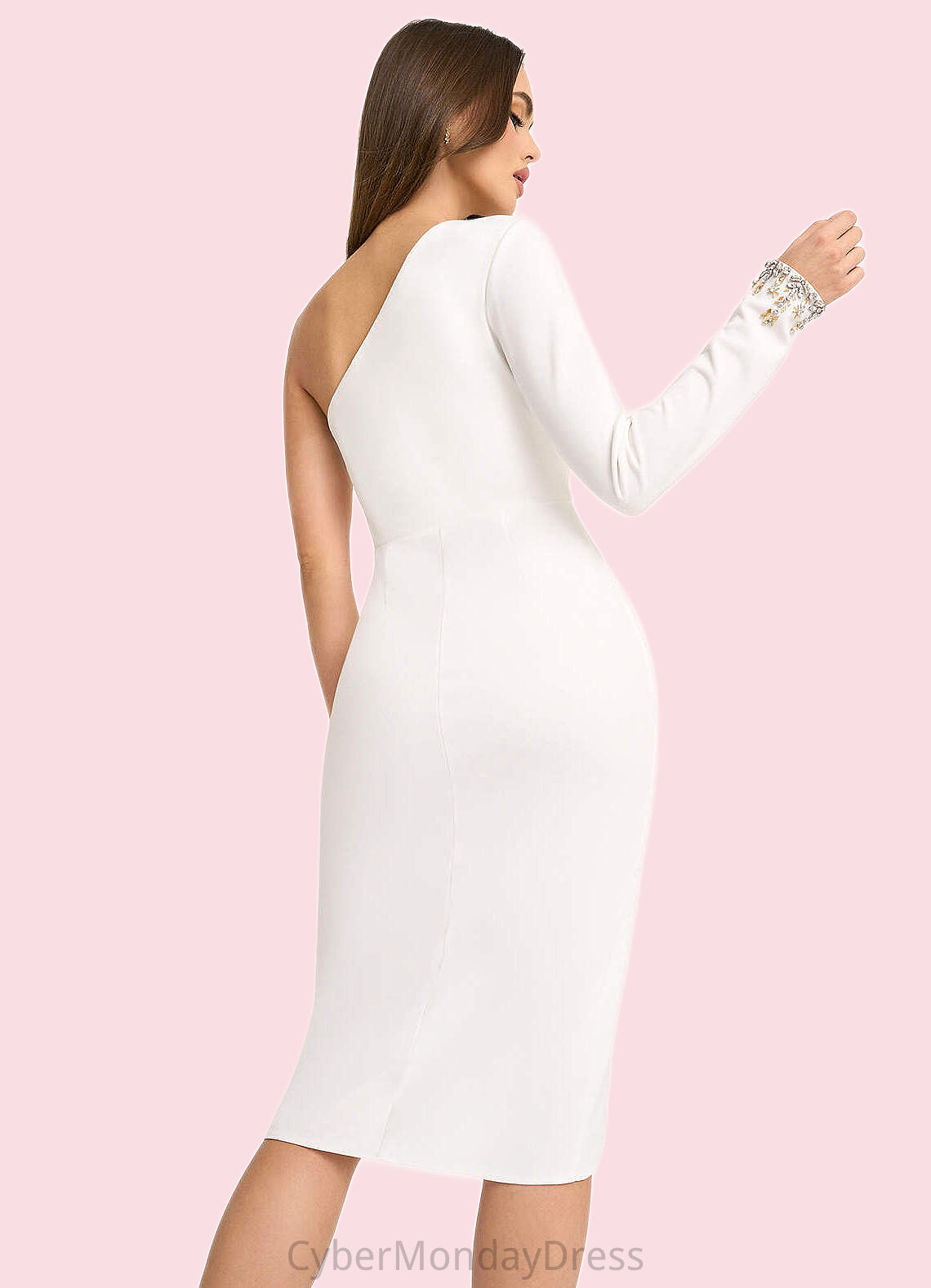 Rylie Kensie White One Shoulder Midi Dress Atelier Dresses | Azazie DTP0022883