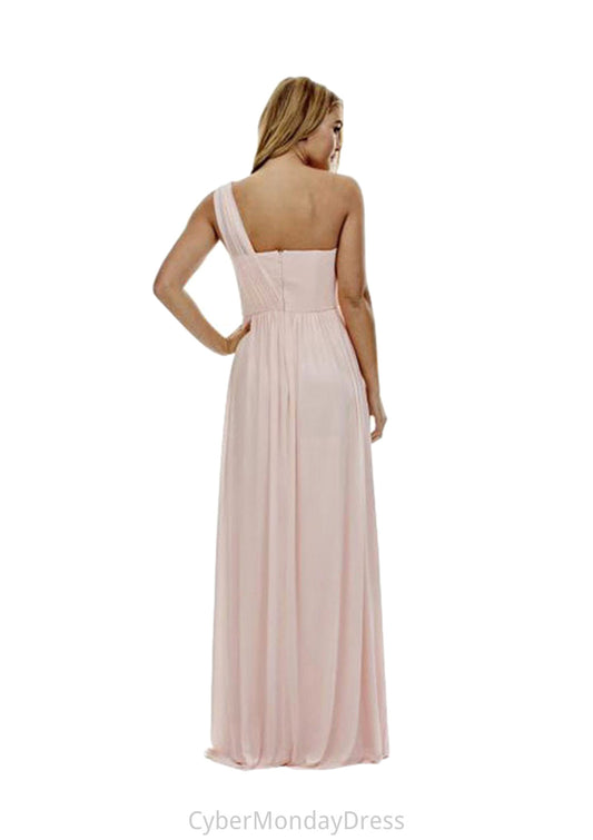 A-Line/Princess One-Shoulder Long/Floor-Length Chiffon Bridesmaid Dresses Danna DTP0025329