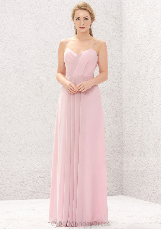 A-line Sweetheart Sleeveless Long/Floor-Length Chiffon Bridesmaid Dresses With Pleated Summer DTP0025335