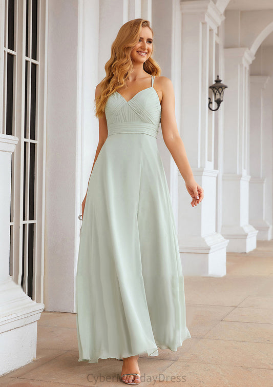 A-line Sweetheart Sleeveless Long/Floor-Length Chiffon Bridesmaid Dresses With Pleated Split.co.uk Kamora DTP0025339