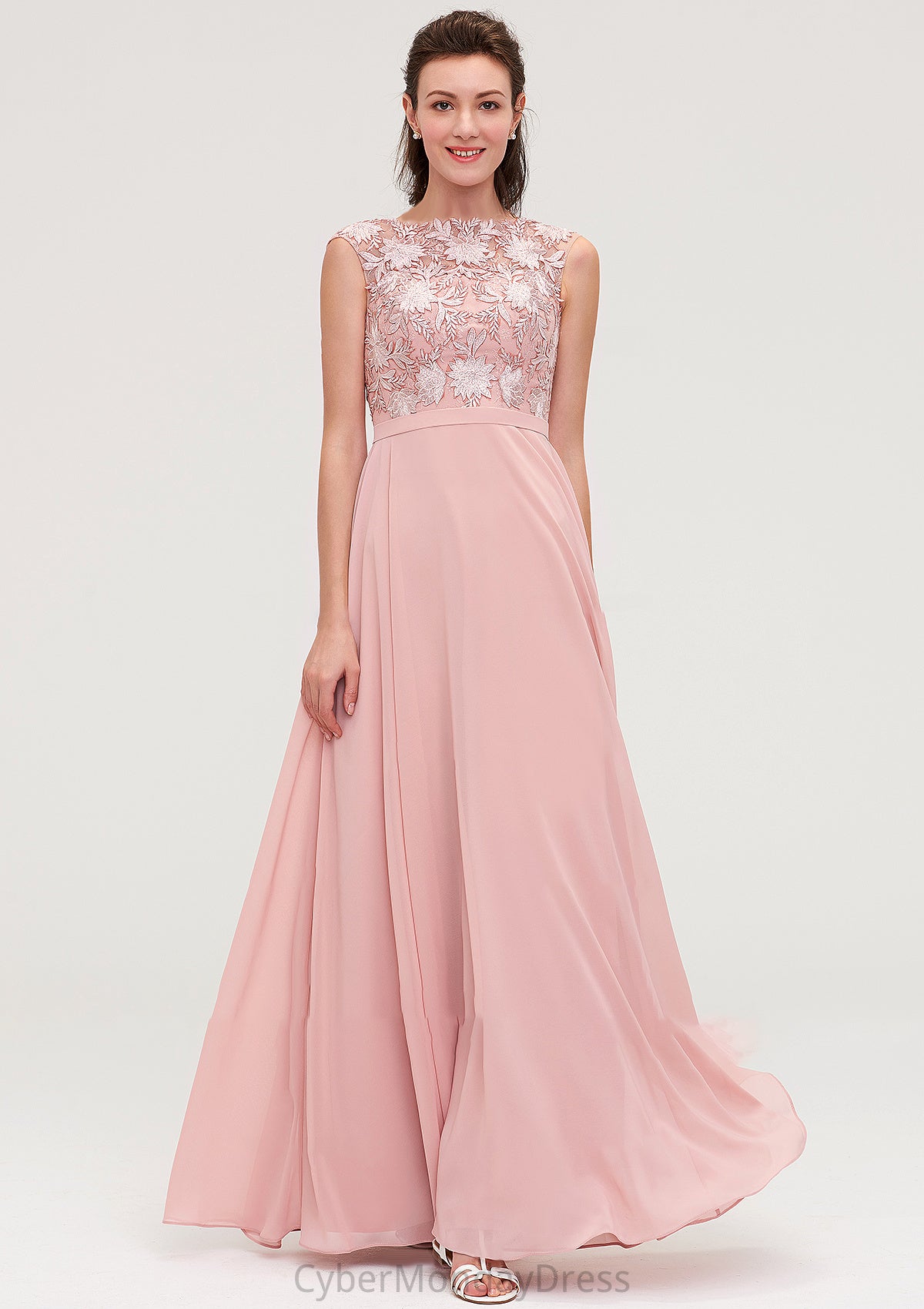 Sleeveless Chiffon A-line/Princess Long/Floor-Length Bridesmaid Dresseses With Sashes Appliqued Ashlyn DTP0025348