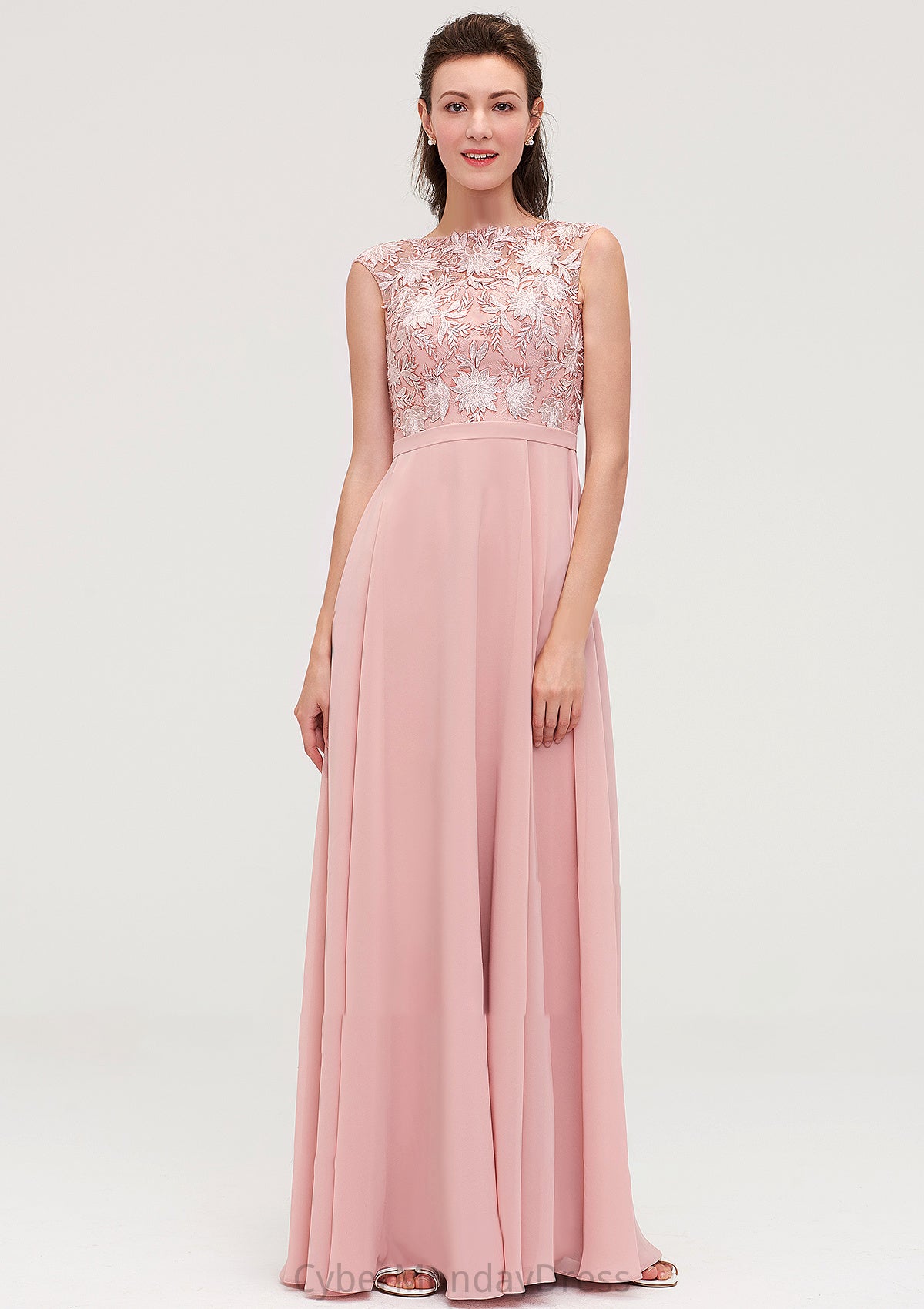 Sleeveless Chiffon A-line/Princess Long/Floor-Length Bridesmaid Dresseses With Sashes Appliqued Ashlyn DTP0025348