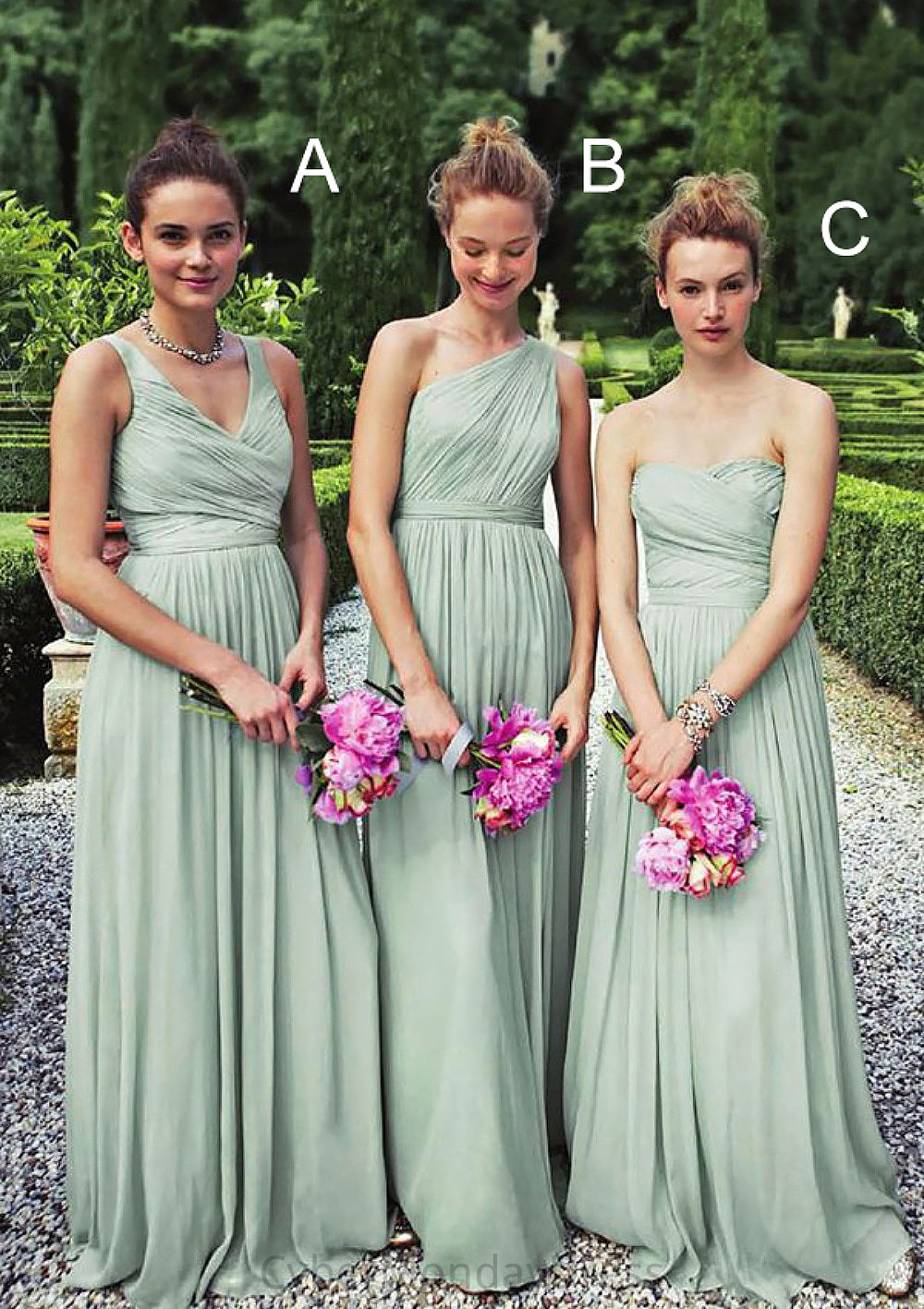 Pleated Sleeveless Floor-Length A-Line Combination Gentle Bridesmaid Dresseses Kyleigh DTP0025353