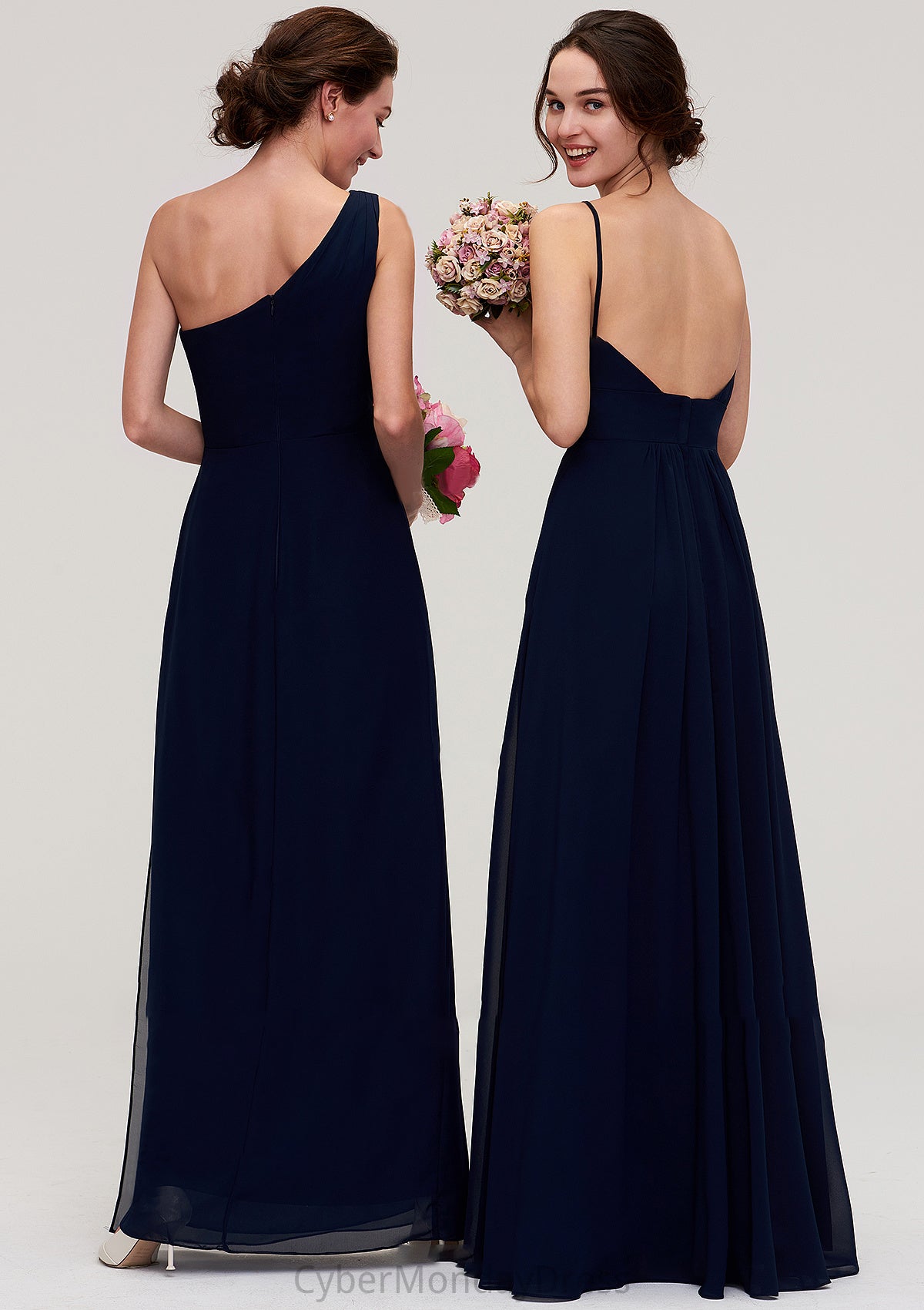 Sleeveless V Neck A-line/Princess Chiffon Long/Floor-Length Bridesmaid Dresseses With Pleated Jaelyn DTP0025357