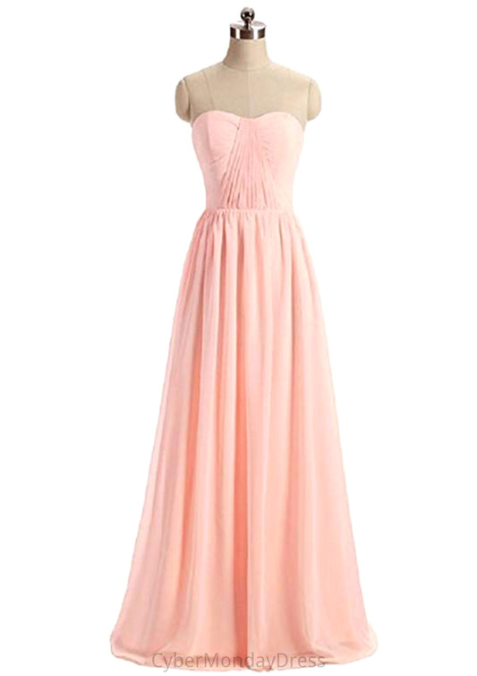 Sweetheart Sleeveless Long/Floor-Length A-Line/Princess Chiffon Bridesmaid Dresses Amaya DTP0025418