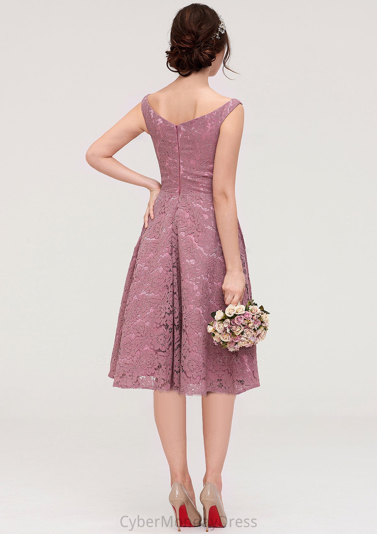 Sweetheart Sleeveless A-line/Princess Lace Knee-Length Bridesmaid Dresses Raegan DTP0025421