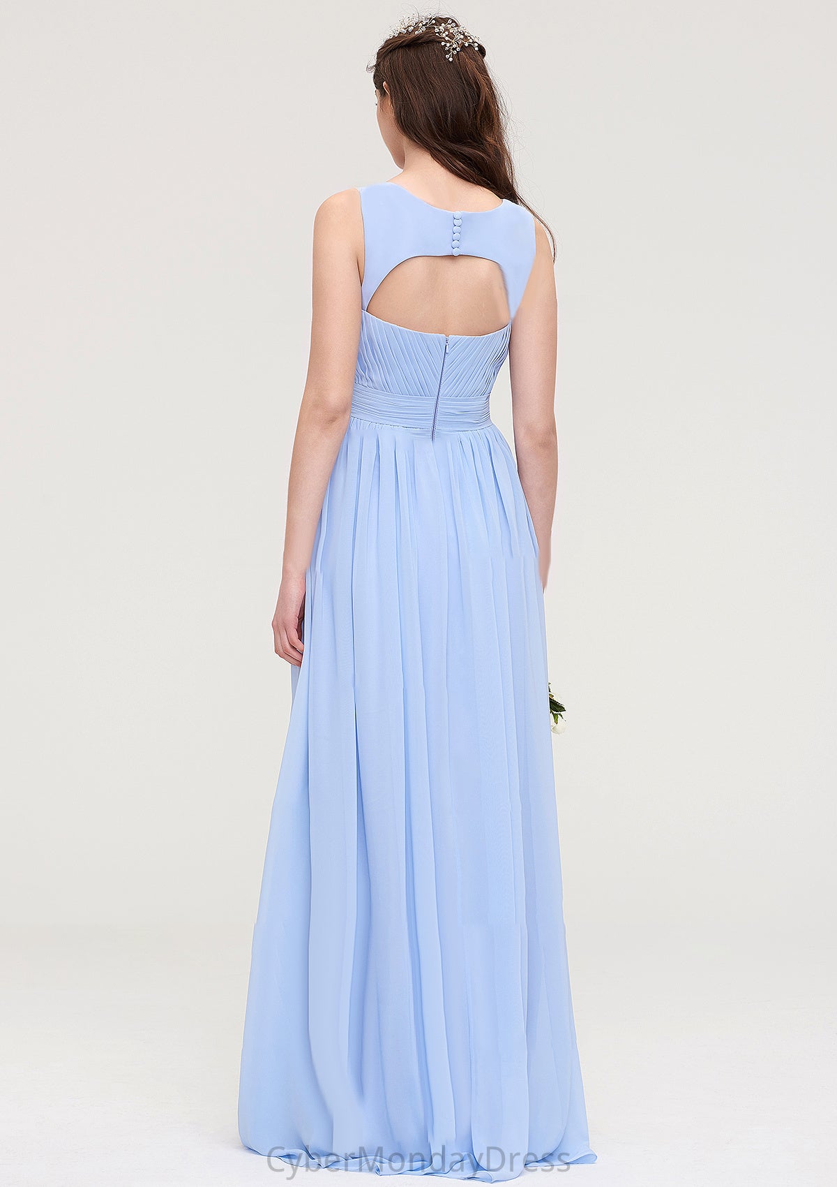 Sleeveless Sweetheart Long/Floor-Length Chiffon A-line/Princess Bridesmaid Dresses With Pleated Kyleigh DTP0025437