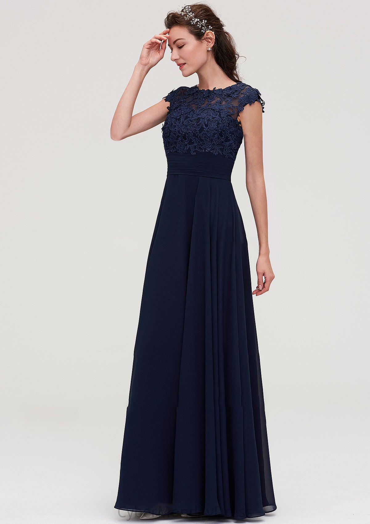 Sleeveless Chiffon A-line/Princess Long/Floor-Length Bridesmaid Dresseses With Appliqued Marely DTP0025455