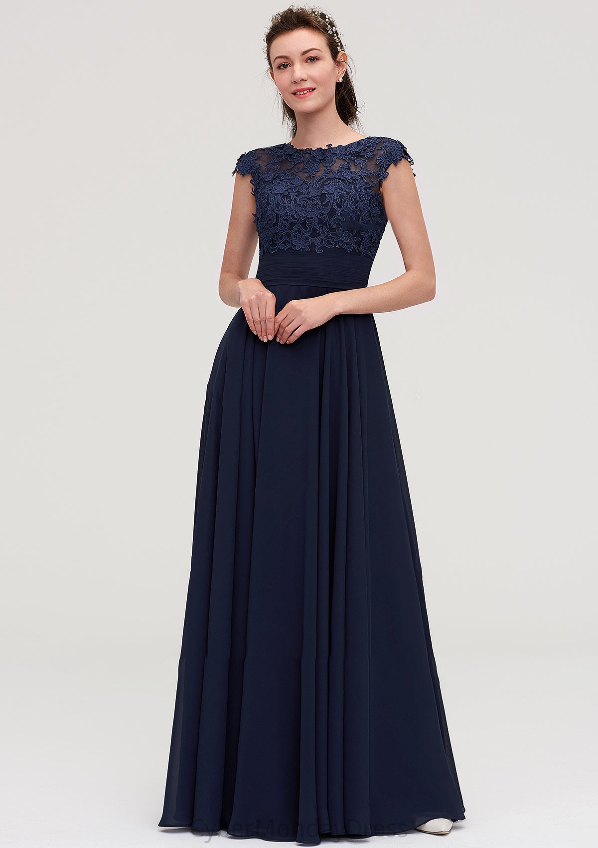 Sleeveless Chiffon A-line/Princess Long/Floor-Length Bridesmaid Dresseses With Appliqued Marely DTP0025455