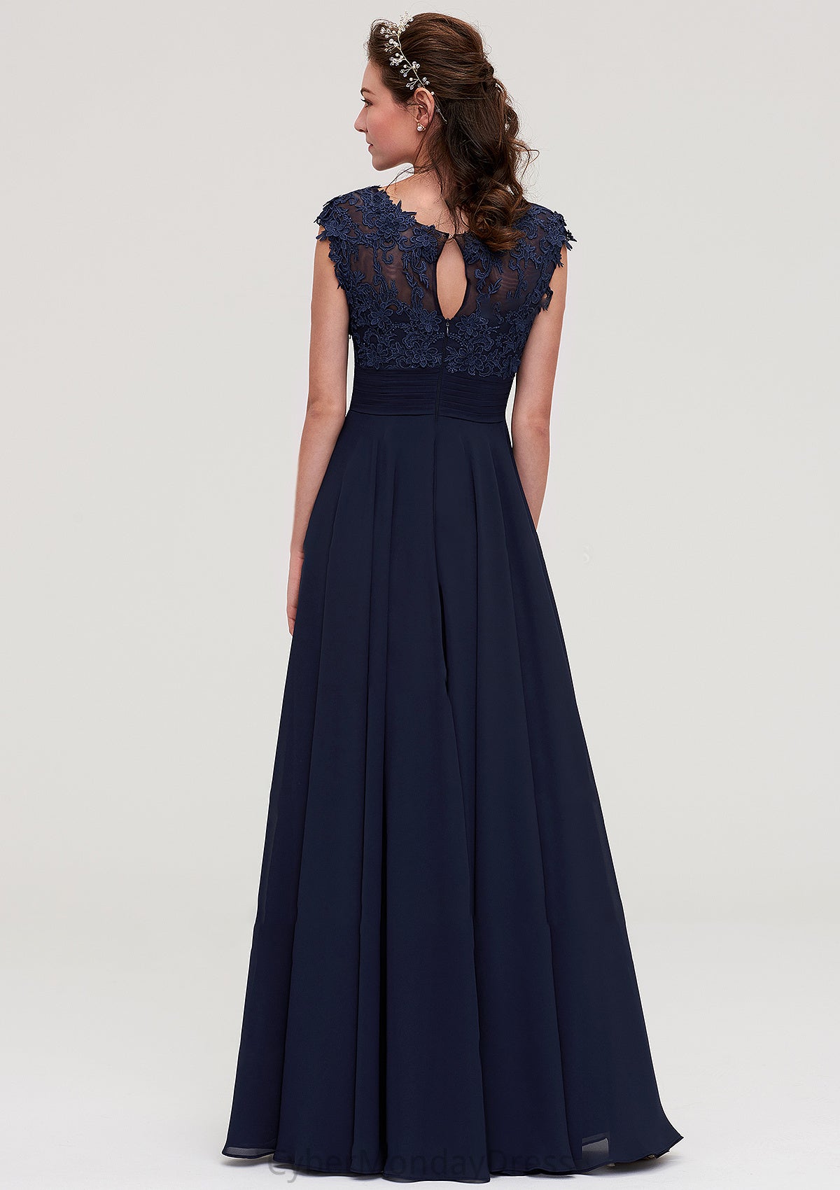 Sleeveless Chiffon A-line/Princess Long/Floor-Length Bridesmaid Dresseses With Appliqued Marely DTP0025455