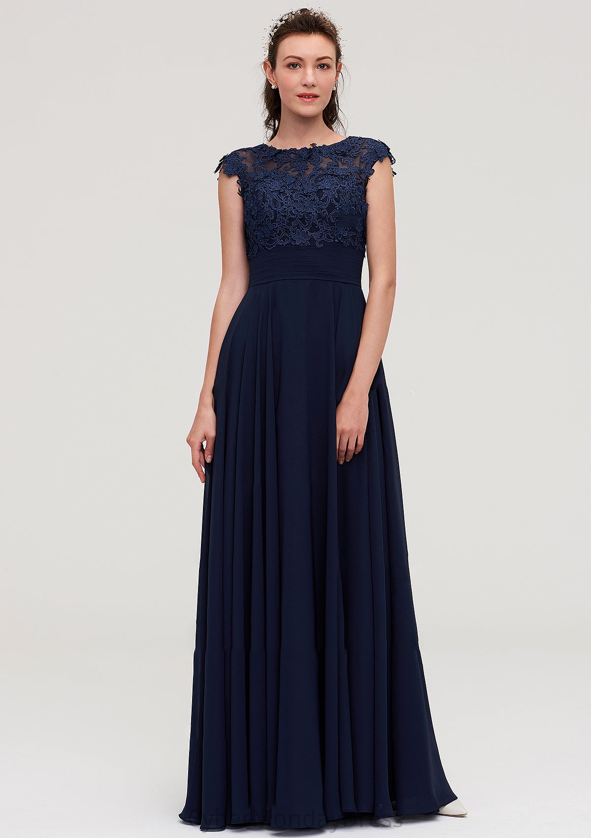 Sleeveless Chiffon A-line/Princess Long/Floor-Length Bridesmaid Dresseses With Appliqued Marely DTP0025455