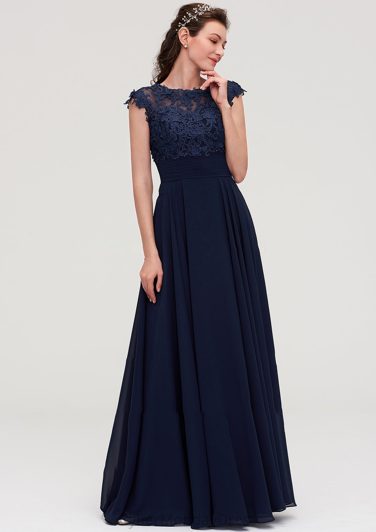 Sleeveless Chiffon A-line/Princess Long/Floor-Length Bridesmaid Dresseses With Appliqued Marely DTP0025455