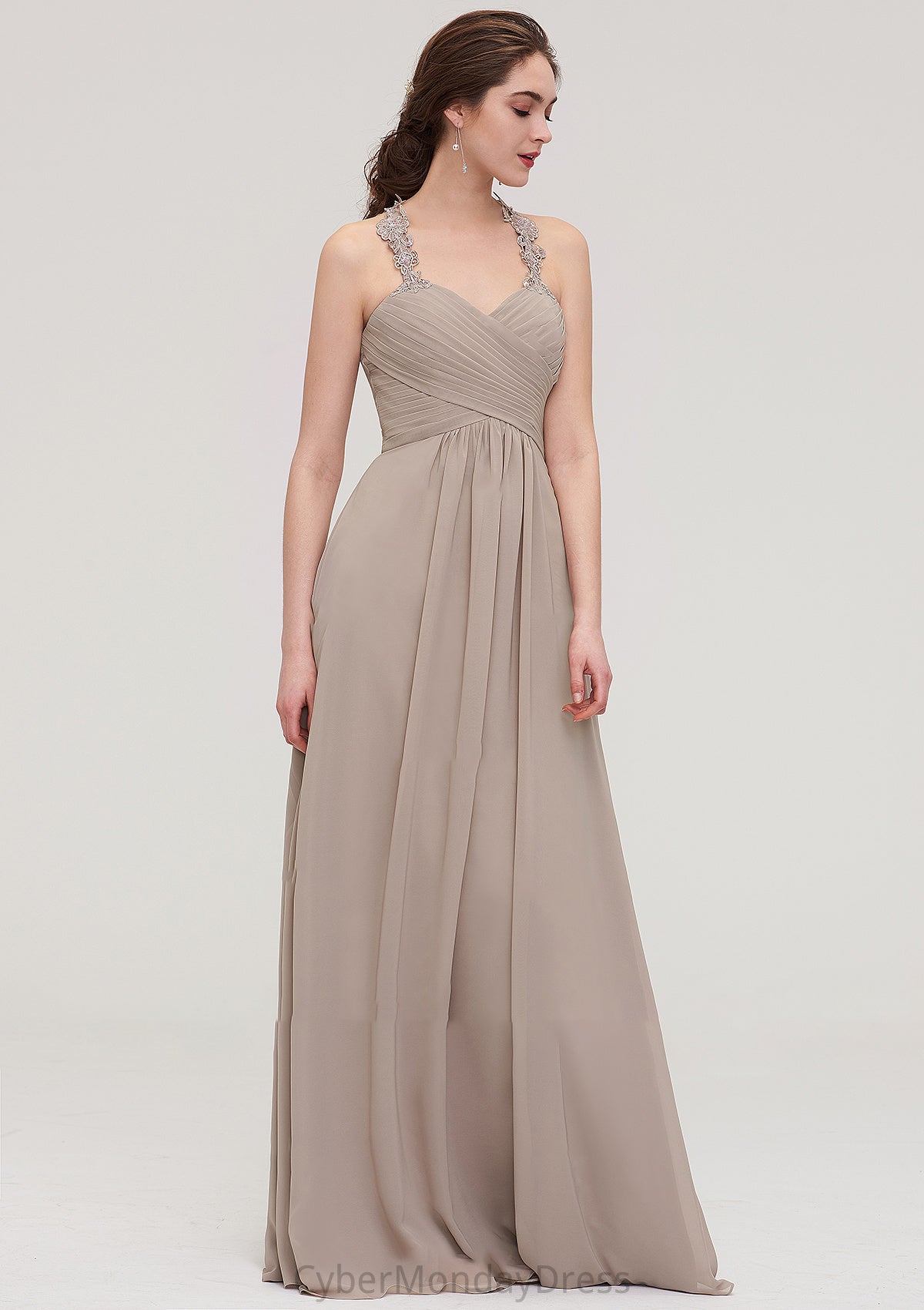 Sleeveless Sweetheart Long/Floor-Length Chiffon A-line/Princess Bridesmaid Dresses With Pleated Lace Marisa DTP0025457