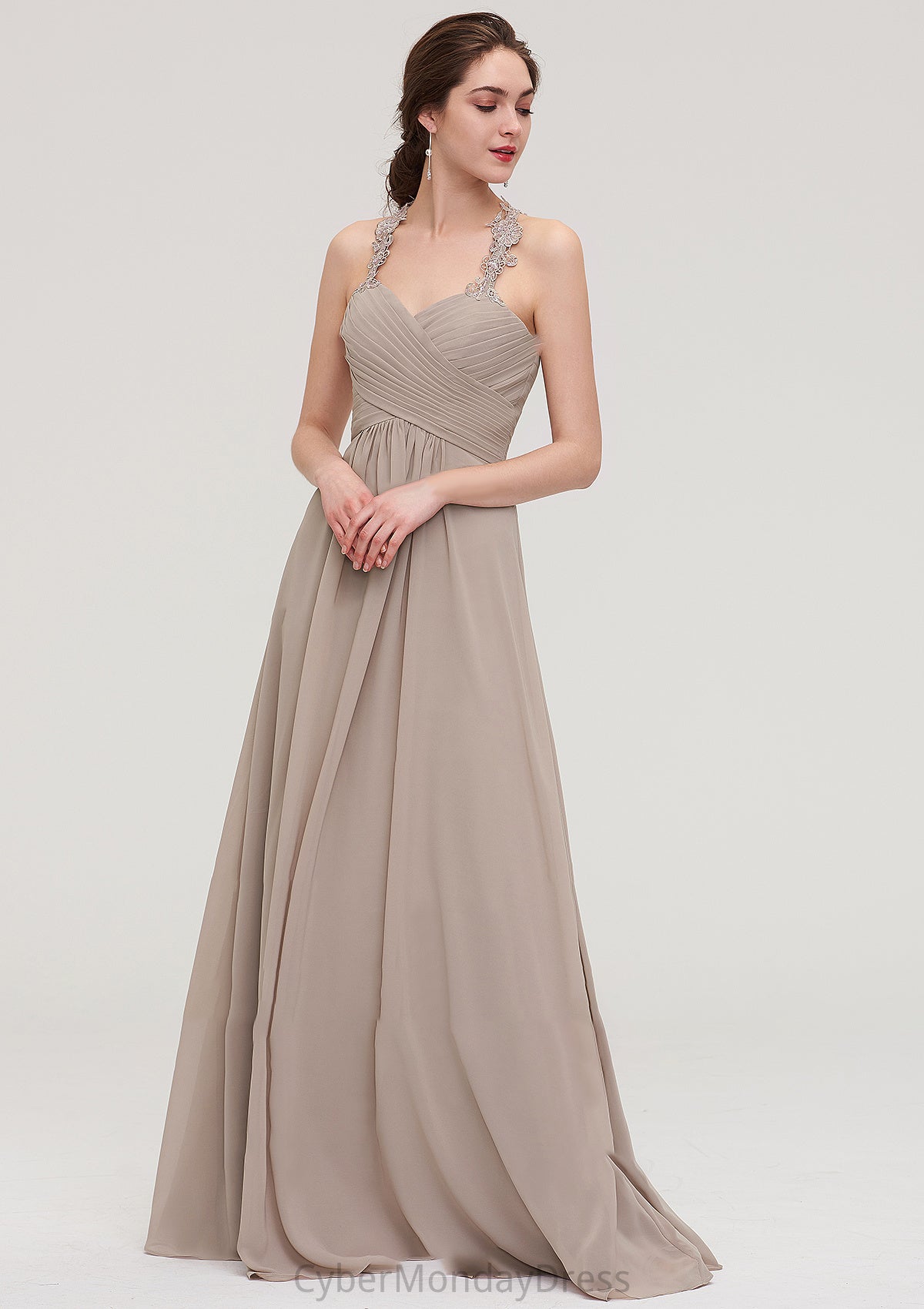 Sleeveless Sweetheart Long/Floor-Length Chiffon A-line/Princess Bridesmaid Dresses With Pleated Lace Marisa DTP0025457