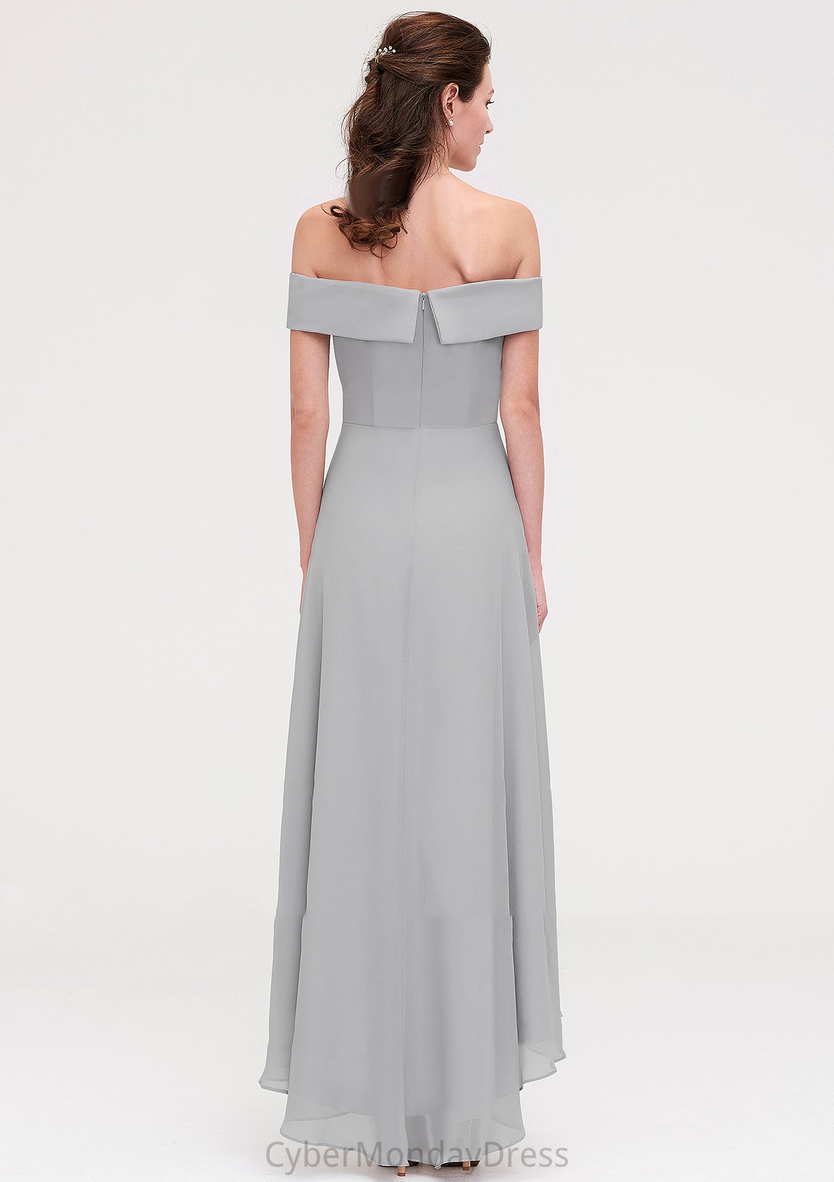 Off-the-Shoulder Sleeveless Asymmetrical Chiffon A-line/Princess Bridesmaid Dresseses Mercedes DTP0025465