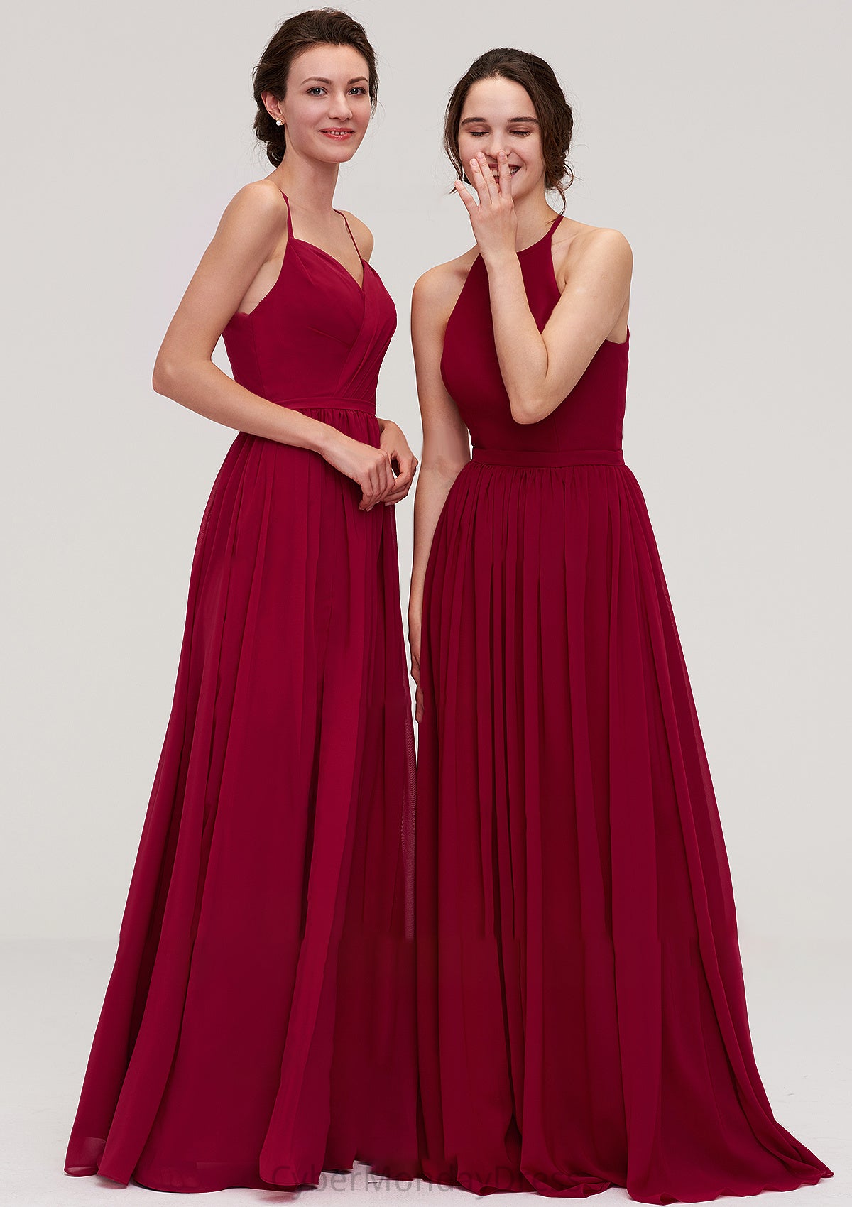 Sleeveless Sweetheart Long/Floor-Length Chiffon A-line/Princess Bridesmaid Dresseses With Split Pleated Julia DTP0025477