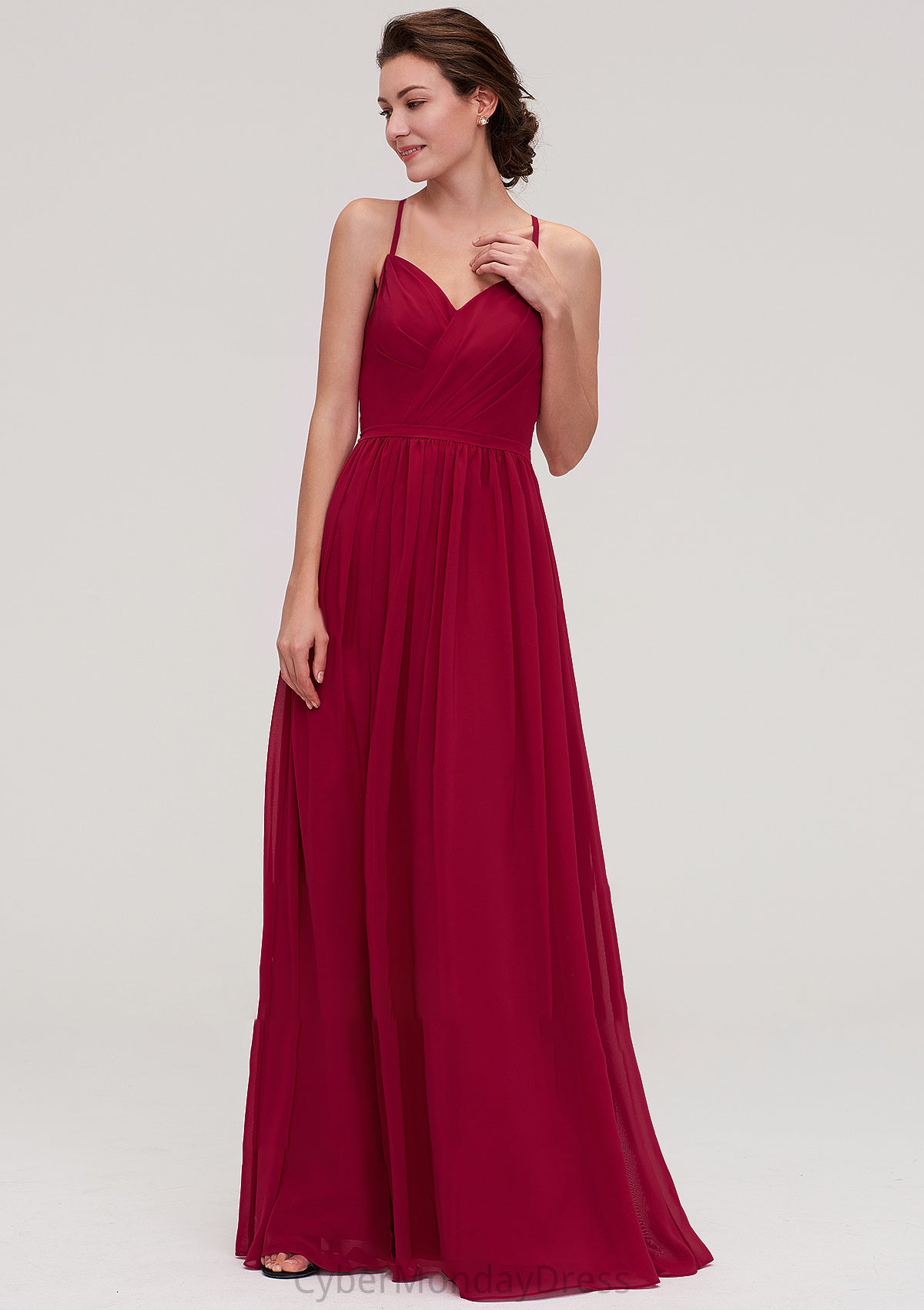 Sleeveless Sweetheart Long/Floor-Length Chiffon A-line/Princess Bridesmaid Dresseses With Split Pleated Julia DTP0025477