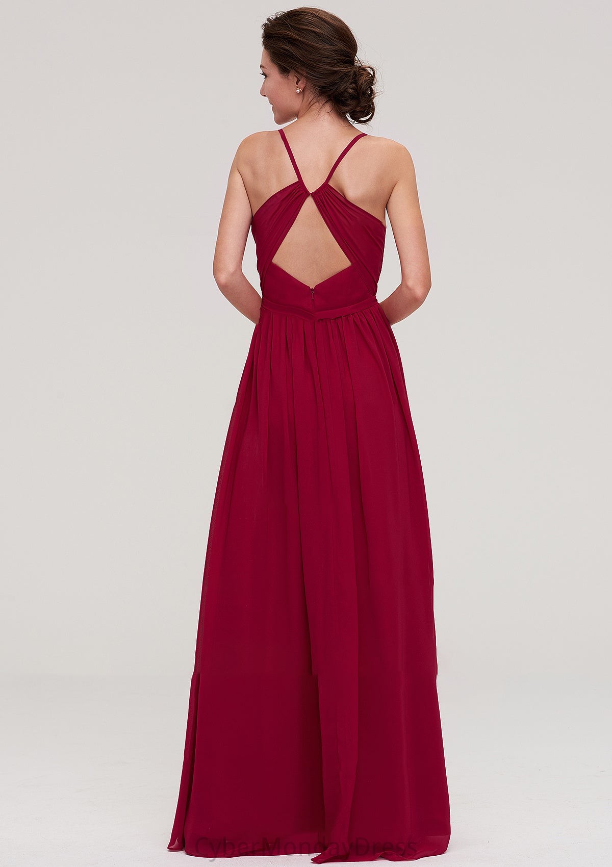 Sleeveless Sweetheart Long/Floor-Length Chiffon A-line/Princess Bridesmaid Dresseses With Split Pleated Julia DTP0025477