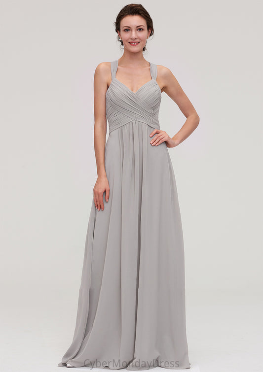 Sleeveless Sweetheart Long/Floor-Length Chiffon A-line/Princess Bridesmaid Dresseses With Pleated Beading Precious DTP0025478