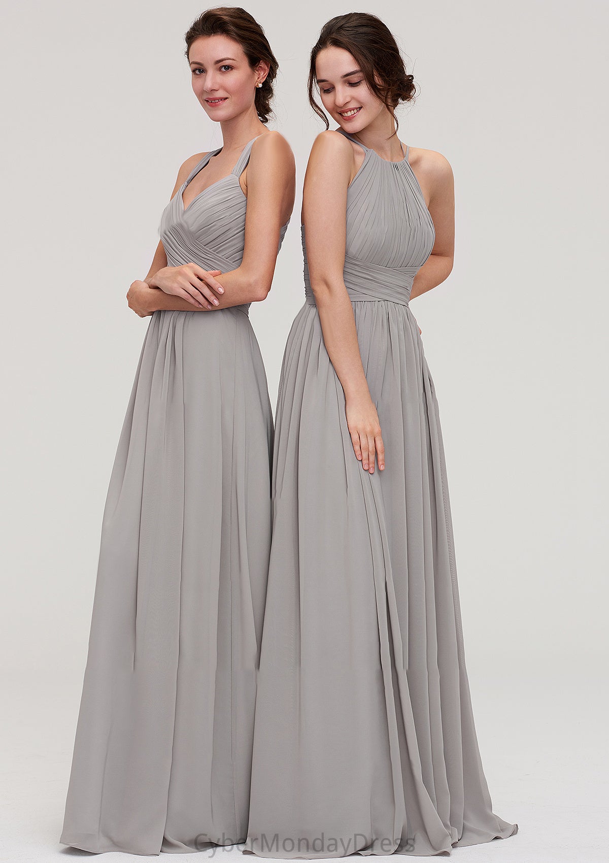 Sleeveless Sweetheart Long/Floor-Length Chiffon A-line/Princess Bridesmaid Dresseses With Pleated Beading Precious DTP0025478