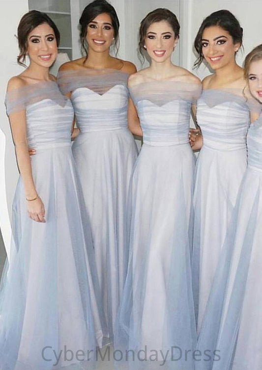 Off-The-Shoulder A-Line/Princess Long/Floor-Length Tulle Bridesmaid Dresses Miya DTP0025532