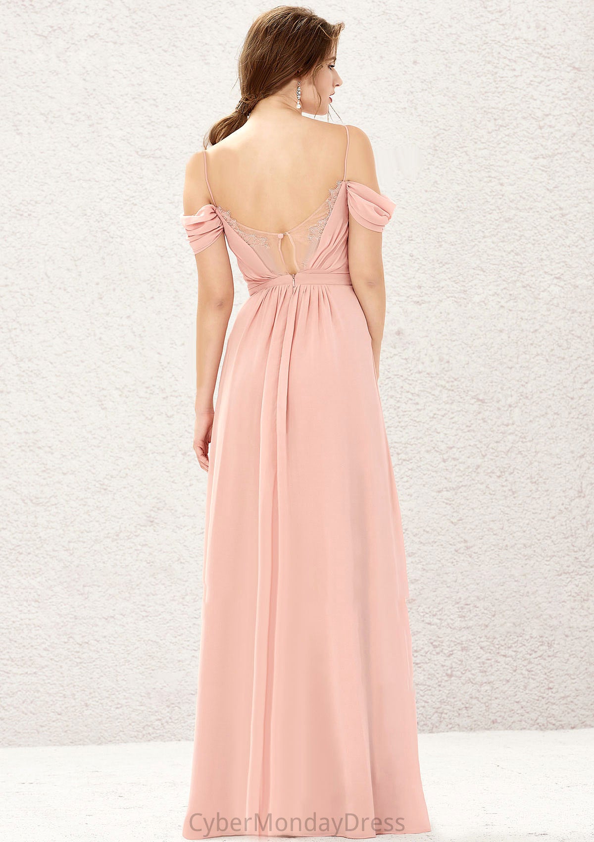 A-line Sweetheart Sleeveless Chiffon Long/Floor-Length Bridesmaid Dresses With Pleated Lace Estrella DTP0025629