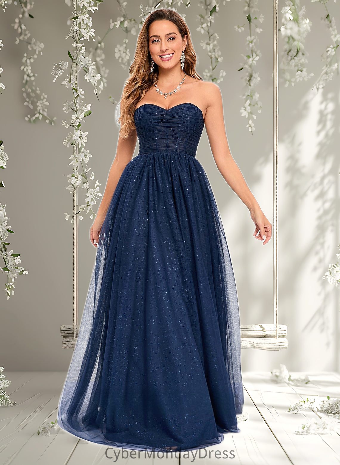 Cheryl Ball-Gown/Princess Sweetheart Sweep Train Tulle Prom Dresses With Beading Sequins DTP0025848