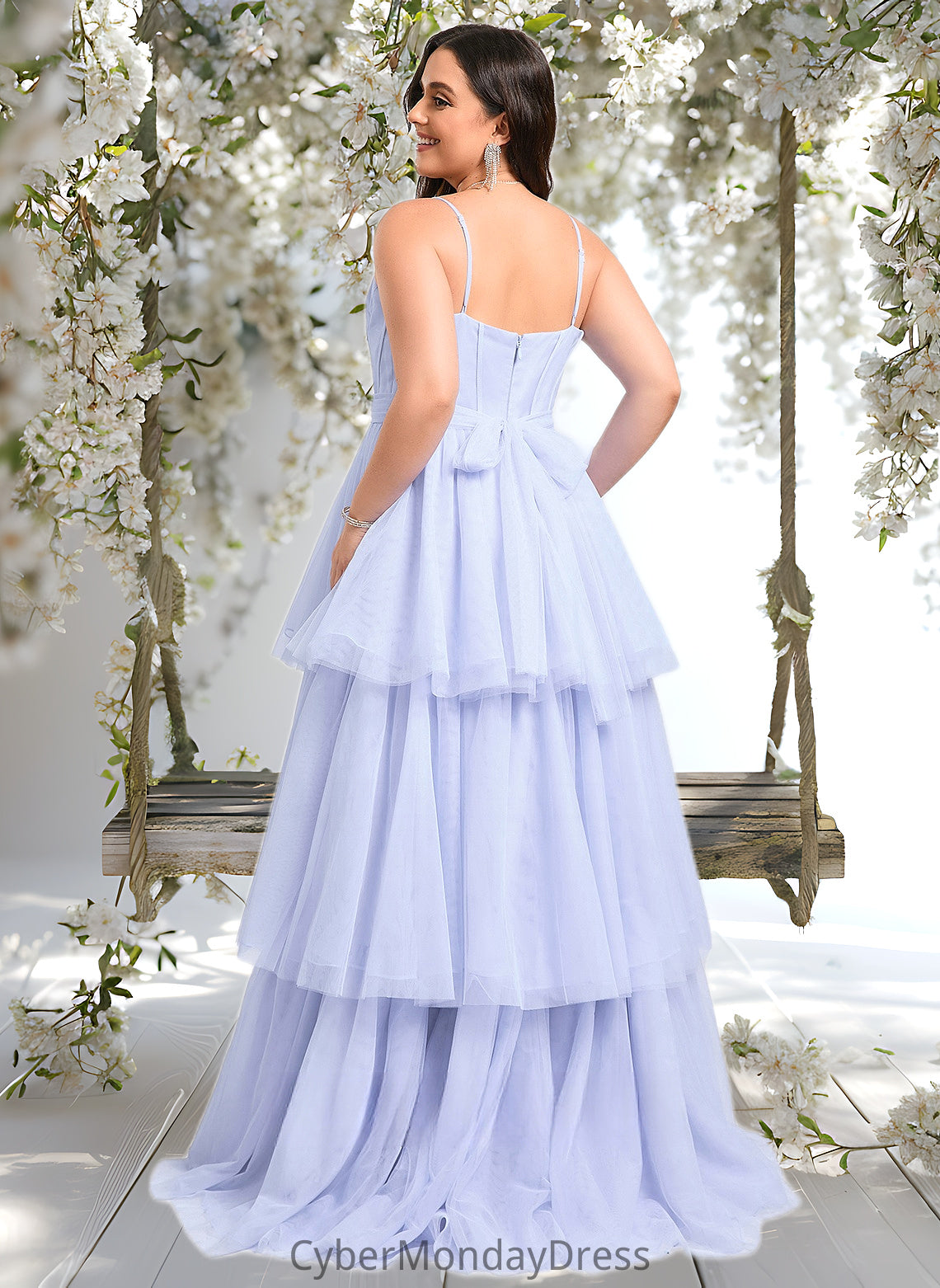 Elle Ball-Gown/Princess Sweetheart Sweep Train Tulle Prom Dresses With Bow DTP0025843